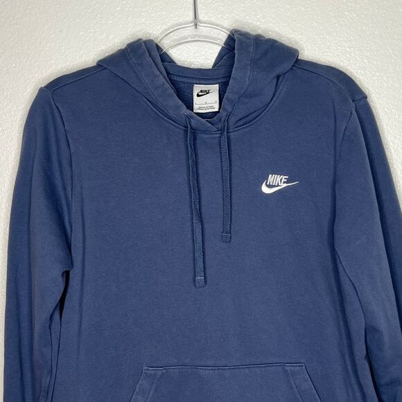 NIKE Sportswear Club Fleece Pullover Hoodie Drawstring Relaxed Fit Blue Mens L - Picture 4 of 8